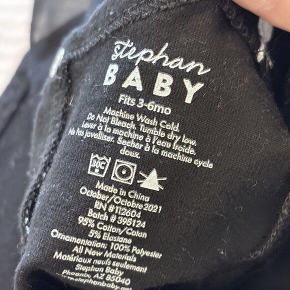 Stephan Baby Little Black Dress Size 3-6 months Snap Crotch Bow Embroidered - Picture 5 of 5